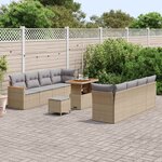 vidaXL Ensemble de canapé de jardin 11 Pièces Beige polyrotin