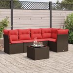 vidaXL Salon de jardin 6 Pièces avec coussins marron résine tressée