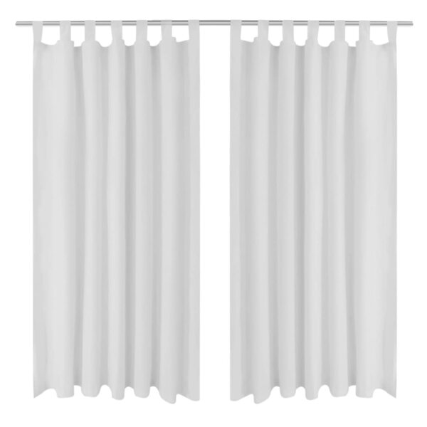 2 Pièces Rideau à Passant Micro Satin Blanc 140 x 245 cm