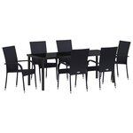 vidaXL Ensemble de Salle à Manger de Jardin 7 Pièces - Poly Rattan Noir