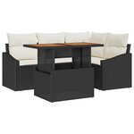 vidaXL Set de jardin 5 pièces avec coussins en poly rattan noir