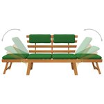 vidaXL Banc de jardin avec coussins 2-en-1 190 cm Bois solide d'acacia