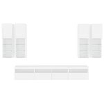 vidaXL Ensemble de meubles TV muraux 7 Pièces avec lumières LED blanc