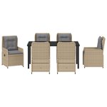 vidaXL Ensemble de salle à manger pour jardin 7 Pièces Beige polyrotin