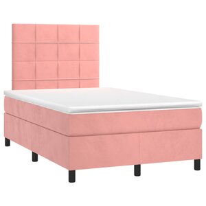 vidaXL Sommier à lattes de lit avec matelas rose 120x190 cm velours