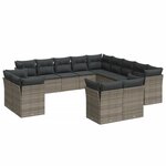 vidaXL Salon de jardin avec coussins 13 Pièces gris résine tressée