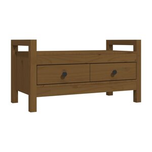 Banc banquette d'entrée 80 x 40 x 43 cm bois de pin massif marron 02_0010798