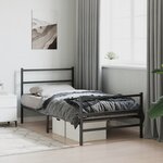 vidaXL Cadre de lit métal sans matelas avec pied de lit noir 100x190cm