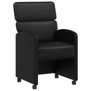 vidaXL Chaises de Salle à Manger avec Roues 2 pc Simili cuir Noir