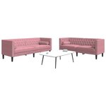 vidaXL Ensemble de canapé Chesterfield et traversins 2Pièces rose velours
