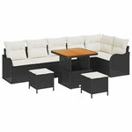 vidaXL Ensemble de canapé de jardin avec coussin 9 Pièces Noir et Crème
