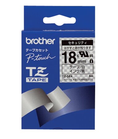 Tze-se4 ruban safety 18 mm x 8 m noir sur blanc brother