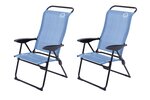 Lot de 2 fauteuils de camping 5 positions - O'Camp - Bleu - Dimensions : 70 x 62 x 105 cm