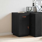 vidaXL Armoire de bureau Noir 40x50x75 cm Bois massif de pin