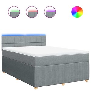 vidaXL Sommier à lattes de lit avec matelas Gris clair 140x200cm Tissu