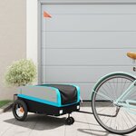 vidaXL Remorque de vélo noir et bleu 30 kg fer