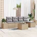vidaXL Ensemble de canapé de jardin 6 Pièces Beige  Gris clair