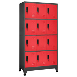 vidaXL Armoire à casiers Anthracite et rouge 90x45x180 cm Acier