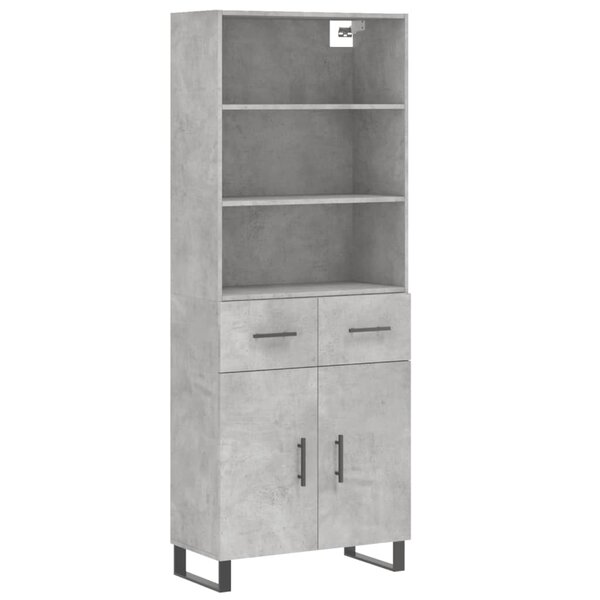 vidaXL Buffet haut Gris béton 69 5x34x180 cm Bois d'ingénierie