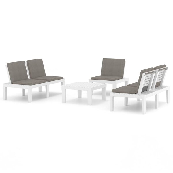 vidaXL Salon de jardin 4 Pièces avec coussins Plastique Blanc