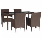 vidaXL Ensemble à manger de jardin 5 Pièces et coussins marron poly rotin