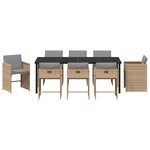 vidaXL Ensemble de salle à manger pour jardin 9 Pièces Beige polyrotin
