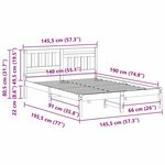 vidaXL Cadre de lit avec tête de lit Brun cire 140 x 190 cm Pin massif