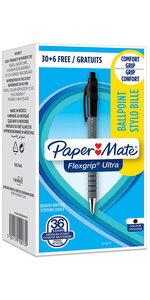 Paper Mate Flexgrip Ultra - Boite de 36 Stylos bille rétractables - Noir - Pointe 1.0mm