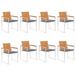 vidaXL Chaises de jardin lot de 8 avec coussins Bois d'acacia solide