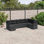 vidaXL Salon de jardin 8 Pièces avec coussins noir résine tressée