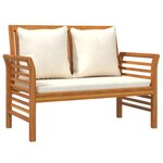 vidaXL Banc canapé avec coussins Blanc crème Bois d'acacia solide