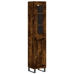 vidaXL Buffet haut Chêne fumé 34 5x34x180 cm Bois d'ingénierie