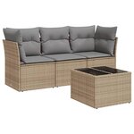 vidaXL Salon de jardin avec coussins 4 Pièces beige résine tressée