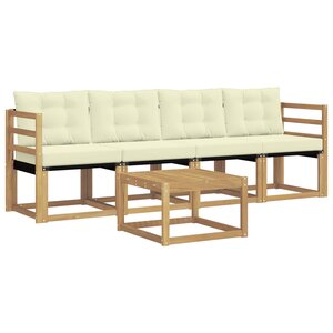 vidaXL Ensemble de canapés d'extérieur 5 pc Blanc et crème