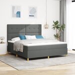 vidaXL Lit à ressorts avec matelas & LED gris foncé 180x200 cm tissu