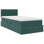 vidaXL Lit de Rangement avec matelas Vert foncé 90 x 190 cm Velours
