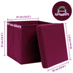 vidaXL Boîtes de rangement 4 Pièces Rouge foncé 32x32x32 cm Tissu