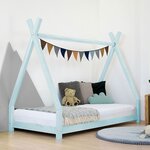 Lit tipi enfant NAKANA 140 x 200 bleu clair