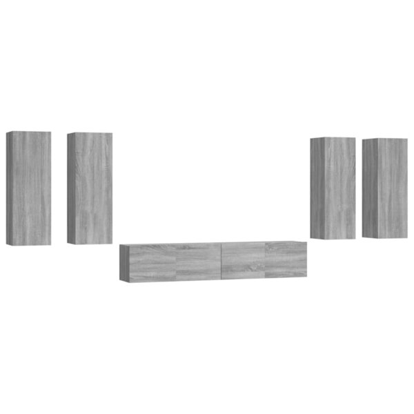 vidaXL Ensemble de meubles TV 6 Pièces Sonoma gris Bois d'ingénierie