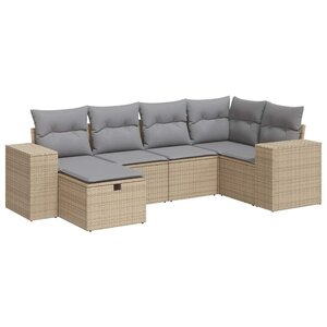 vidaXL Salon de jardin avec coussins 6 Pièces beige résine tressée