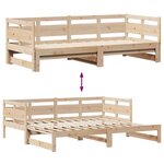 vidaXL Lit de jour avec gigogne et tiroirs sans matelas 90x200 cm
