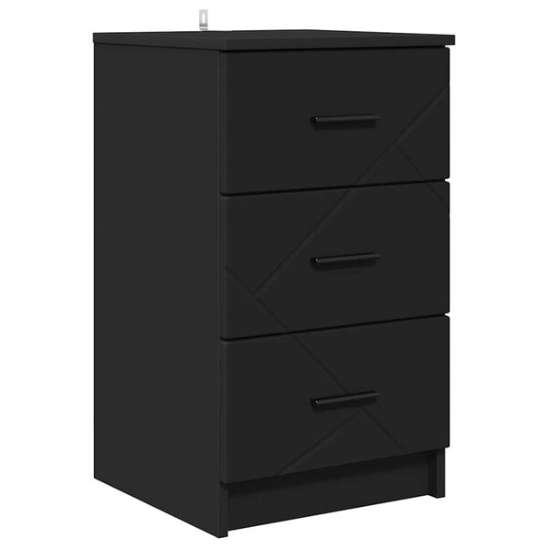 vidaXL Cabinet de chevet Noir 38 x 38 x 66 cm Bois d'ingénierie