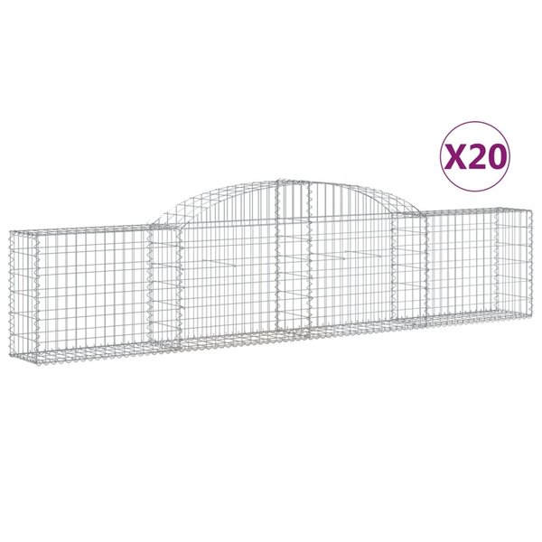 vidaXL Paniers à gabions arqués 20 Pièces 300x30x60/80 cm Fer galvanisé