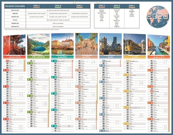 Calendrier bancaire illustré année civile Planète 43 x 55 cm BOUCHUT