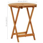 vidaXL Table de jardin pliable Ø60x75 cm Bois d'eucalyptus solide