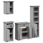 vidaXL Meubles de salle de bain 4 Pièces BODO gris bois de pin massif