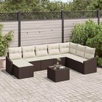 vidaXL Ensemble de salle à manger pour jardin 9 Pièces Marron et Crème