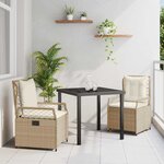 vidaXL Ensemble de salle à manger pour jardin 3 Pièces Beige polyrotin