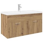 vidaXL Meuble lavabo et bassin intégré chêne artisanal bois ingénierie