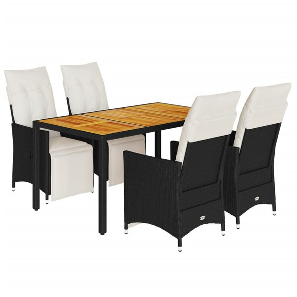 vidaXL Ensemble à manger de jardin coussins 5Pièces Noir Résine tressée